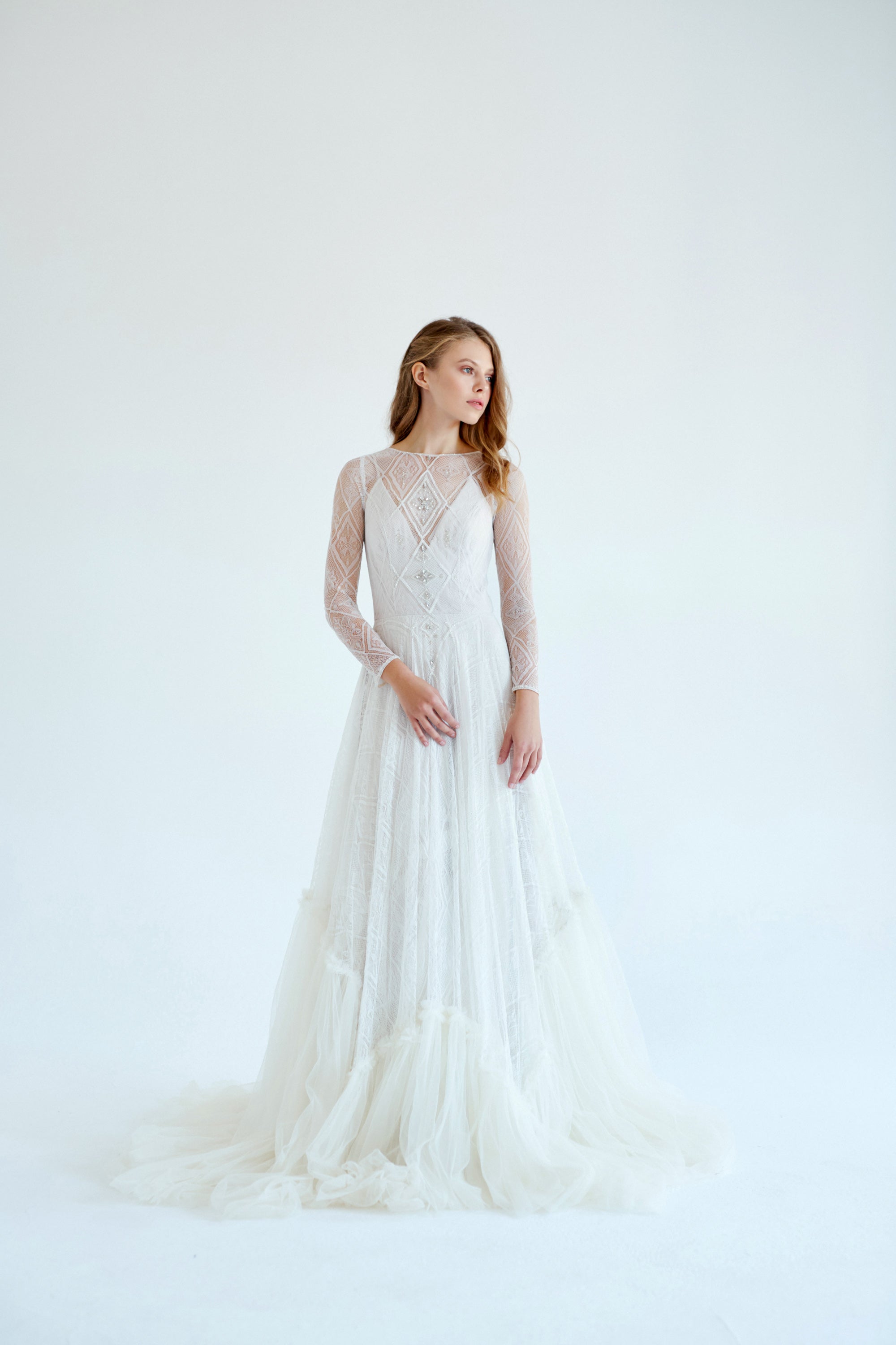 October — a-line black and blush wedding dress in tulle — image 5 by MYWONY