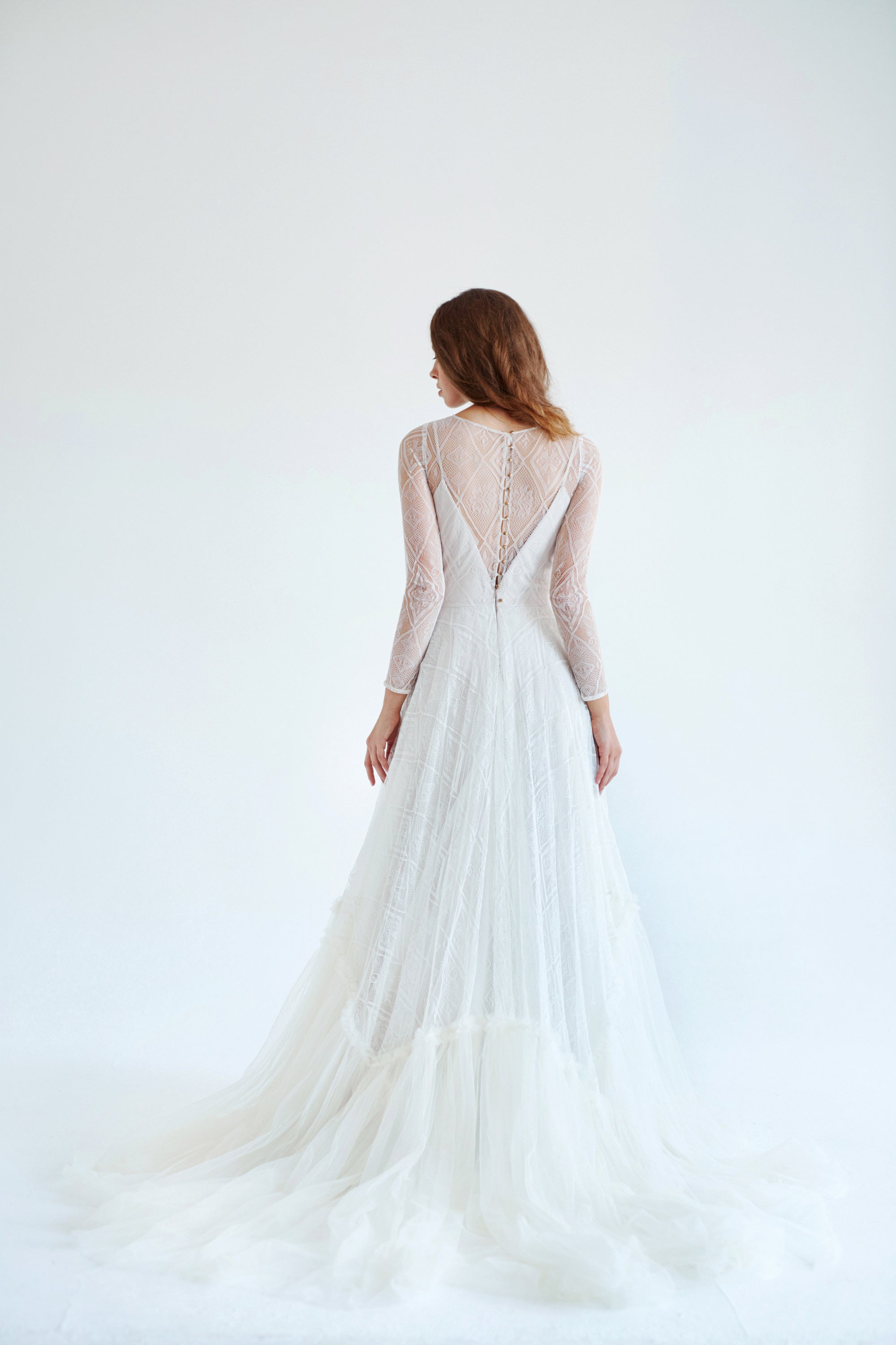 October — a-line black and blush wedding dress in tulle — image 6 by MYWONY