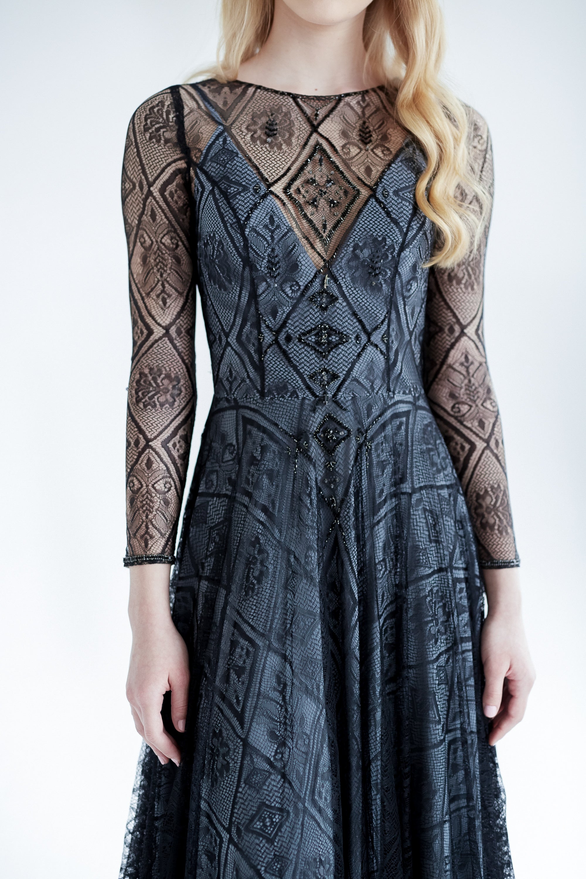 October — a-line black and blush wedding dress in tulle — image 10 by MYWONY
