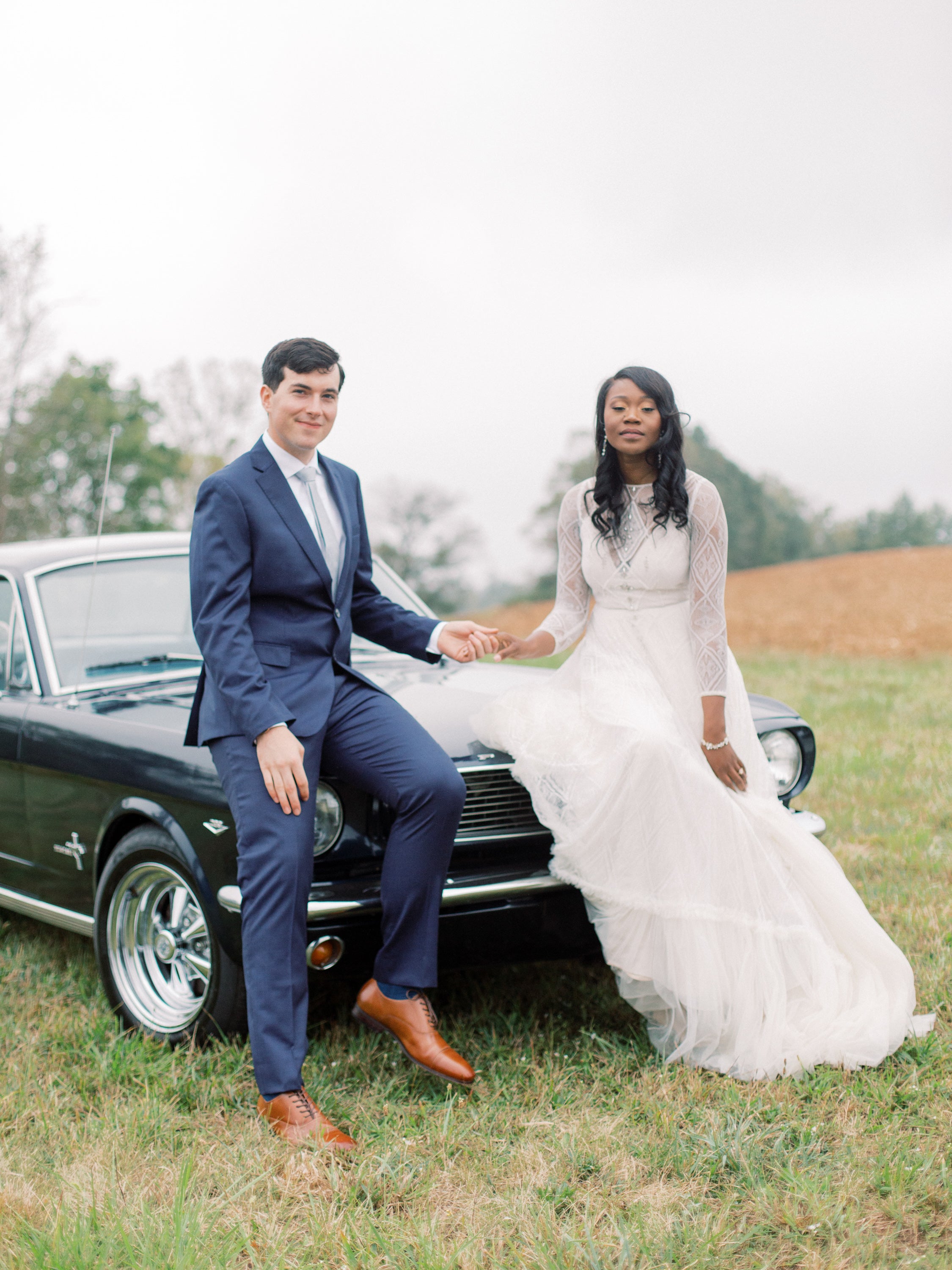 October — a-line black and blush wedding dress in tulle — image 7 by MYWONY