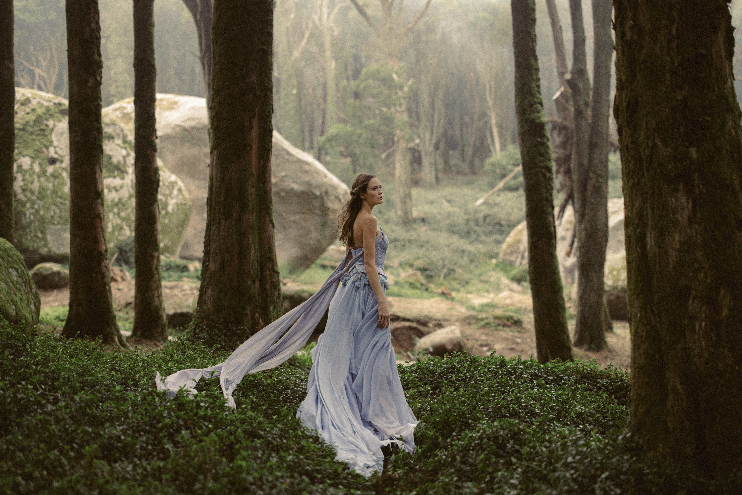 sachin and babi light blue dress Vintage Wedding Dress with Lace and Chiffon: Siren's Song
