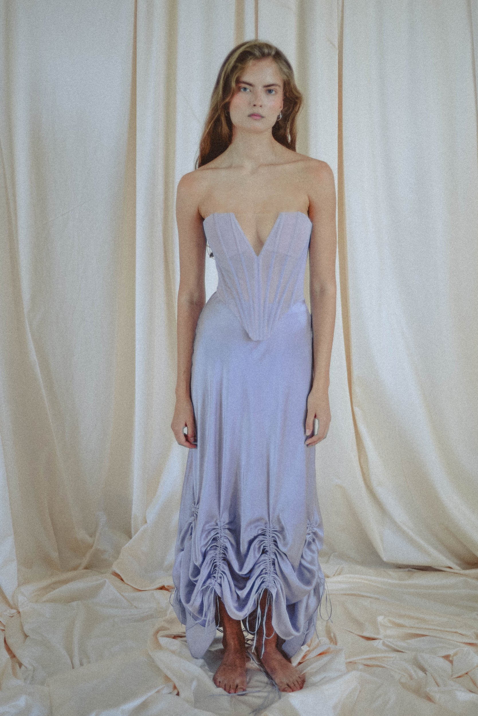 Lavender Mesh Corset | Basque Waist Bustier